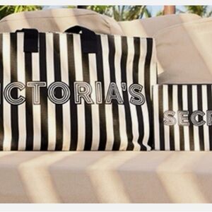Victoria's Secret Black and White Striped Tote